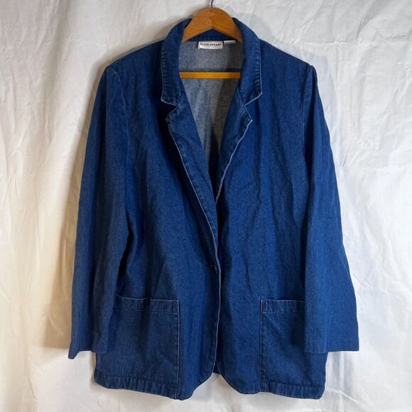 Alice Stuart Denim Blue Jean Jacket Chore Utility Vintage 100% Cotton Size Large - Picture 3 of 10
